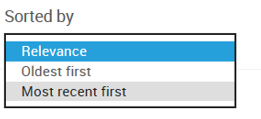 Sorted by Relevance, Oldest first, and Most recent first