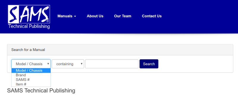 Drop-down menu showing Model/Chassis selected