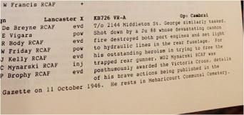 KB726 Entry Royal Air Force Bomber Command Losses