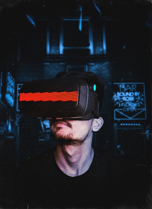 Man wearing VR goggles Man wearing VR goggles