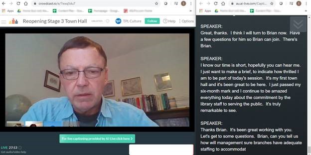Screenshot of the virtual town hall