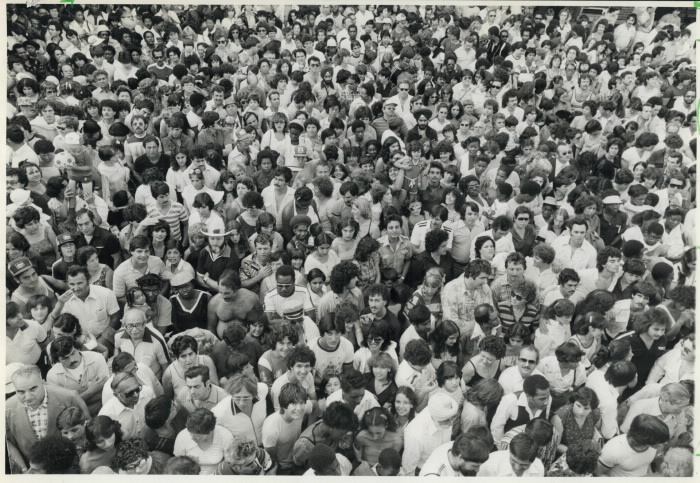 Overhead view of dense crowd