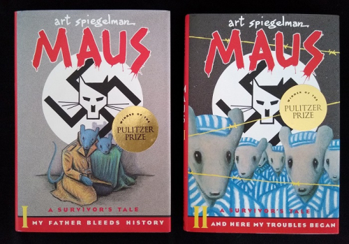 Book covers of Maus, a Survivor's Tale Vol I and II