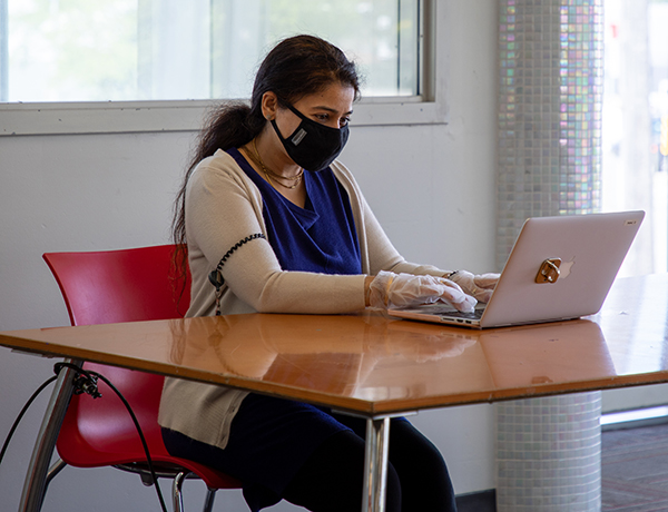 Woman using a laptop
