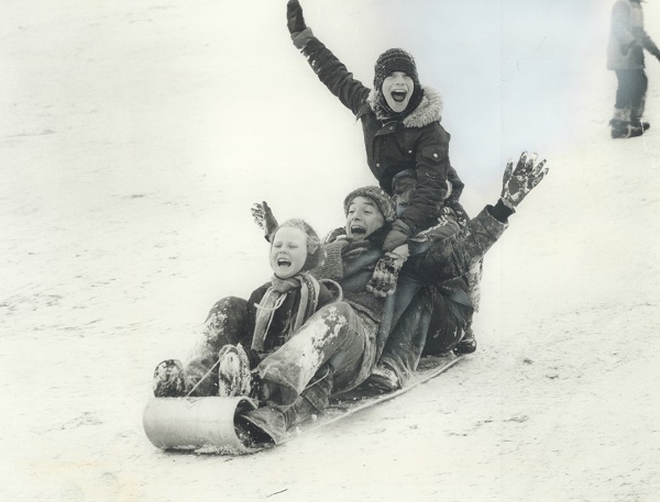 Kids in a sled