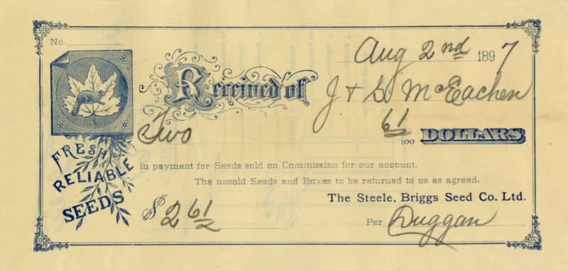 Vintage receipt for two dollars and 61 cents filled in with pencil Vintage receipt for two dollars and 61 cents filled in with pencil