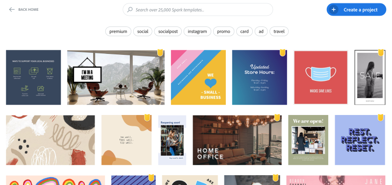 Screenshot of Adobe Spark website Screenshot of Adobe Spark website