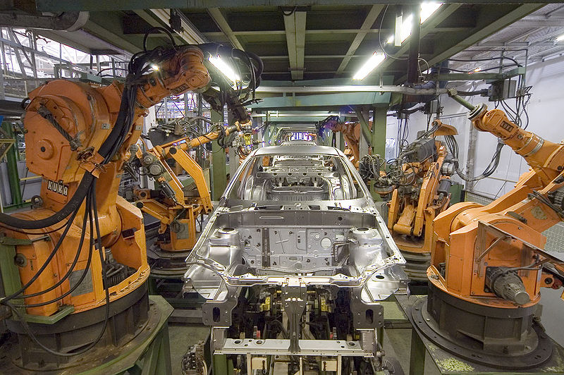 Robotics in consumer vehicle manufacturing. 