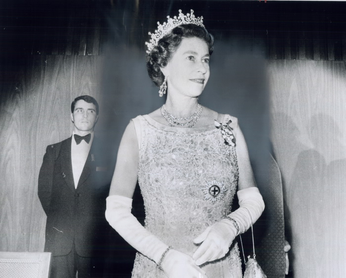 Queen Elizabeth in regal attire