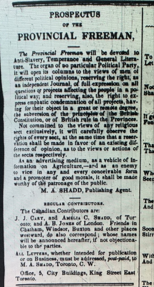 Prospectus of the Provincial Freeman Prospectus of the Provincial Freeman