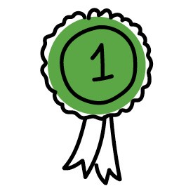 Illustration of a prize-winning ribbon with the number 1 Illustration of a prize-winning ribbon with the number 1