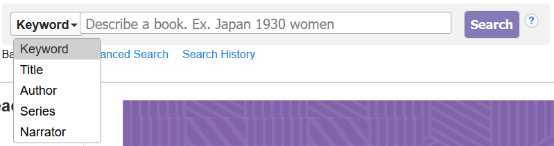 NoveList Search Box and Search by Keyword selected NoveList Search Box and Search by Keyword selected