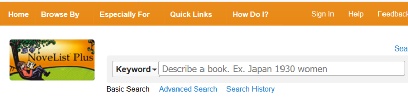 NoveList Menu Bar NoveList Menu Bar