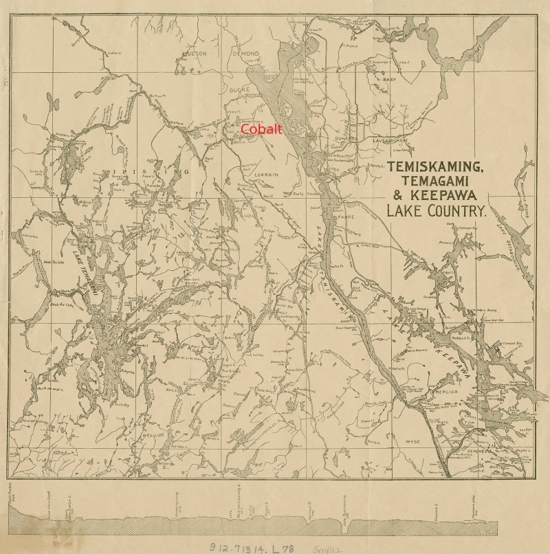 vintage map of part of what is now ontario with many lakes and rivers