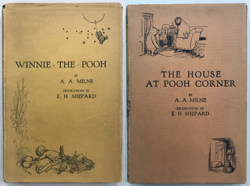 Original dustjacket covers of Winnie-the-Pooh and The House at Pooh Corner