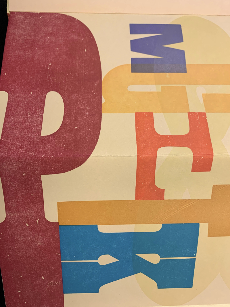 Sample of fold out page with colourful letters