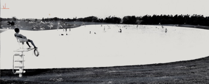 Large shallow pool with lifegaurd looking over Large shallow pool with lifegaurd looking over