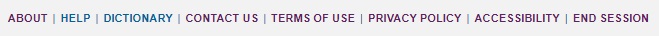Footer navigation showing links