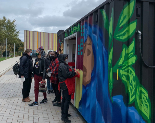 New murals on North York Harvest shipping containers at Albion New murals on North York Harvest shipping containers at Albion