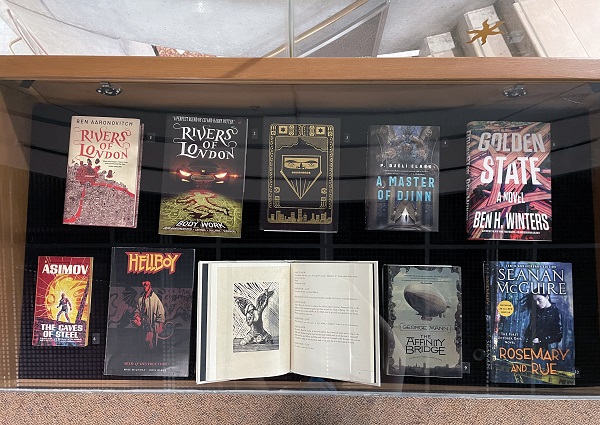 Case 9 in the exhibit featuring 10 books. Case 9 in the exhibit featuring 10 books.