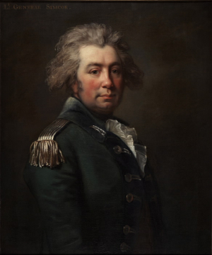 Painting of portrait of man in military outfit identified as General Simcoe Painting of portrait of man in military outfit identified as General Simcoe
