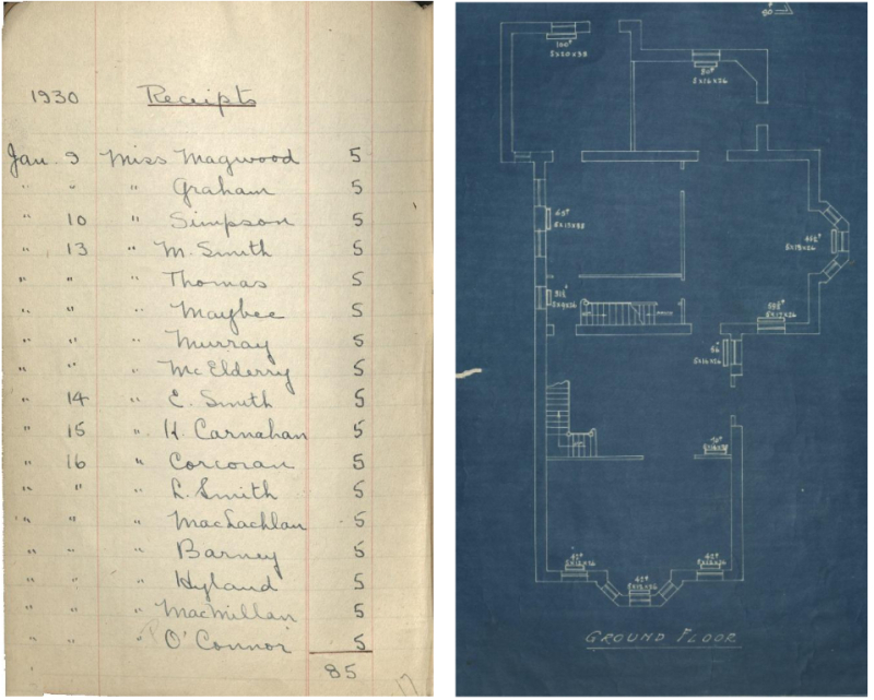 Receipt with list of names with the number five beside each and total of 85 at bottom