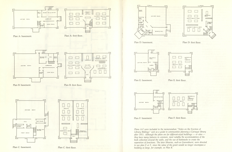 Pages open to show blueprints of various rectangular floorplans 