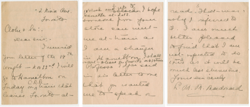 Three pages of handwritten letters with content transcribed in blog post