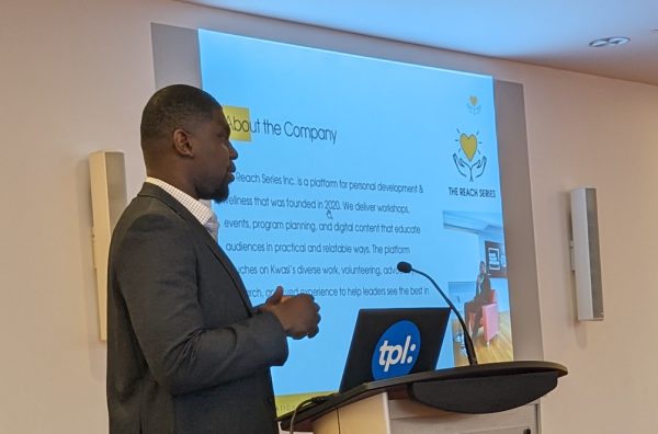 Kwasi Adu-Basowah leading a presentation at Toronto Reference Library Kwasi Adu-Basowah leading a presentation at Toronto Reference Library