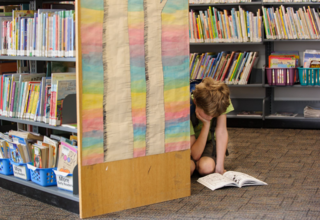 Boy Reading at the Library