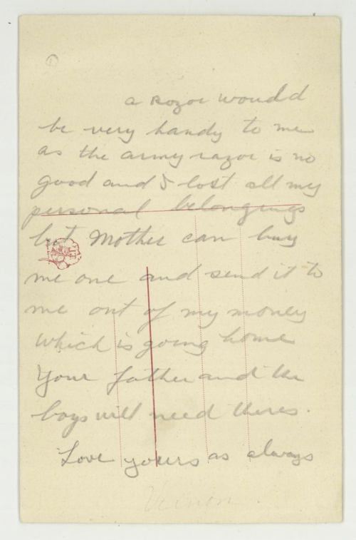 WW1 Silk embroidered postcard flowers on front with pouch and insert card  message on back starts dear Beatrice  A razor would be very handy