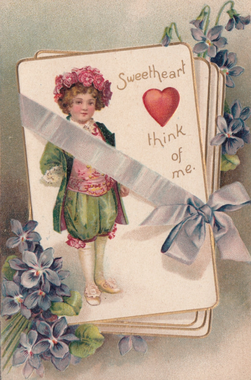 Vintage Valentine's Day postcard front Sweetheart Think of Me