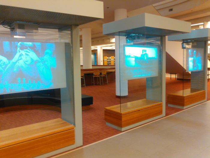 Toronto Reference Library display on 2nd floor of local photographers works from the Digital Archive. Toronto Reference Library display on 2nd floor of local photographers works from the Digital Archive.