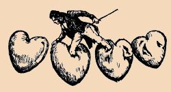 man in galoshes walking through hearts man in galoshes walking through hearts