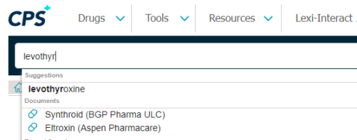 Image of search for drug by name
