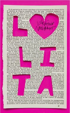 Pink paper cut out cover of Lolita Pink paper cut out cover of Lolita