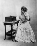 Girl on Vintage Telephone