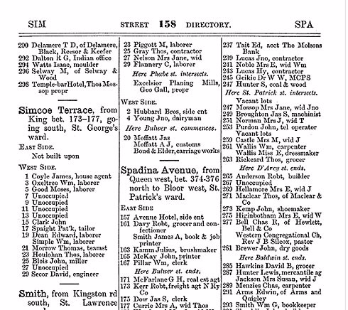 Toronto Directory 1880, p. 158