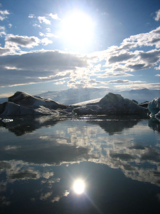 Glacial lake Jökulsárlón, Iceland; against the evening sun 