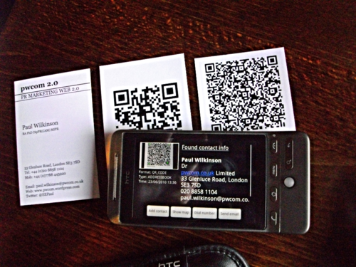 Business card app - QR codes on business cards