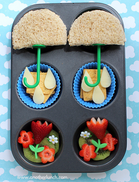 Children's snacks inside a muffin tin