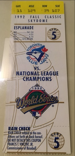 Blue Jays World Series ticket