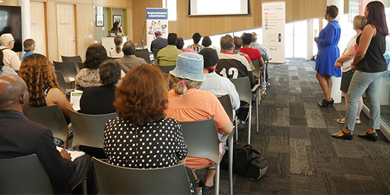 Job seekers learn about library resources