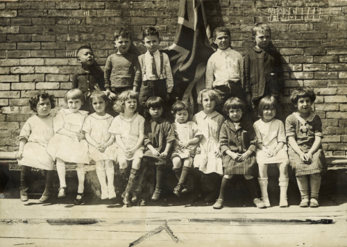Fourteen nationalities are represented in this primary class at York Street Public School in Toronto, 1923. 
