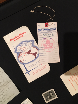 Letter from Immigration inspector-in-charge, airline ticket and travel documents  Chinese Canadian Archive Gift of Judy Fong Bates