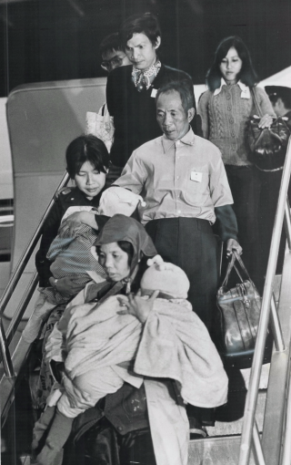 Vietnamese refugees arrive at Dorval Airport in Montreal, 1978