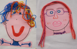 Self-Portraits made out of craft materials.