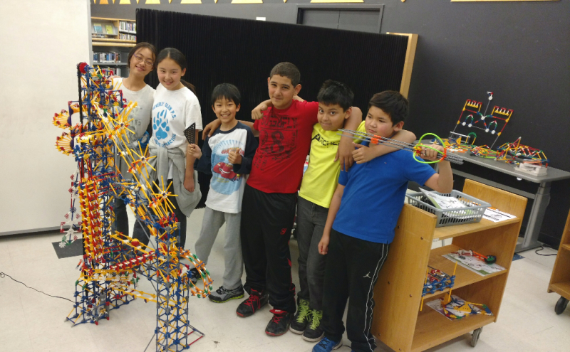 The kids and their K'nex creation.