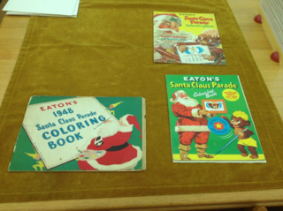 Eaton's Santa Claus Parade Colouring Books from 1948, 1956, and 1975.