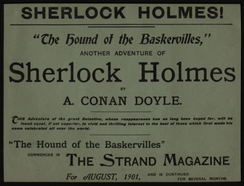 Original advertising broadsheet for The Hound of the Baskervilles in Strand magazine